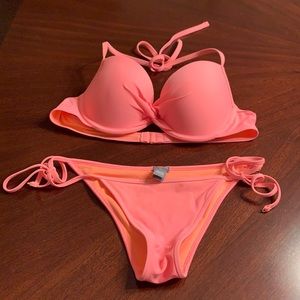 Coral Twist front push-up Aerie bikini